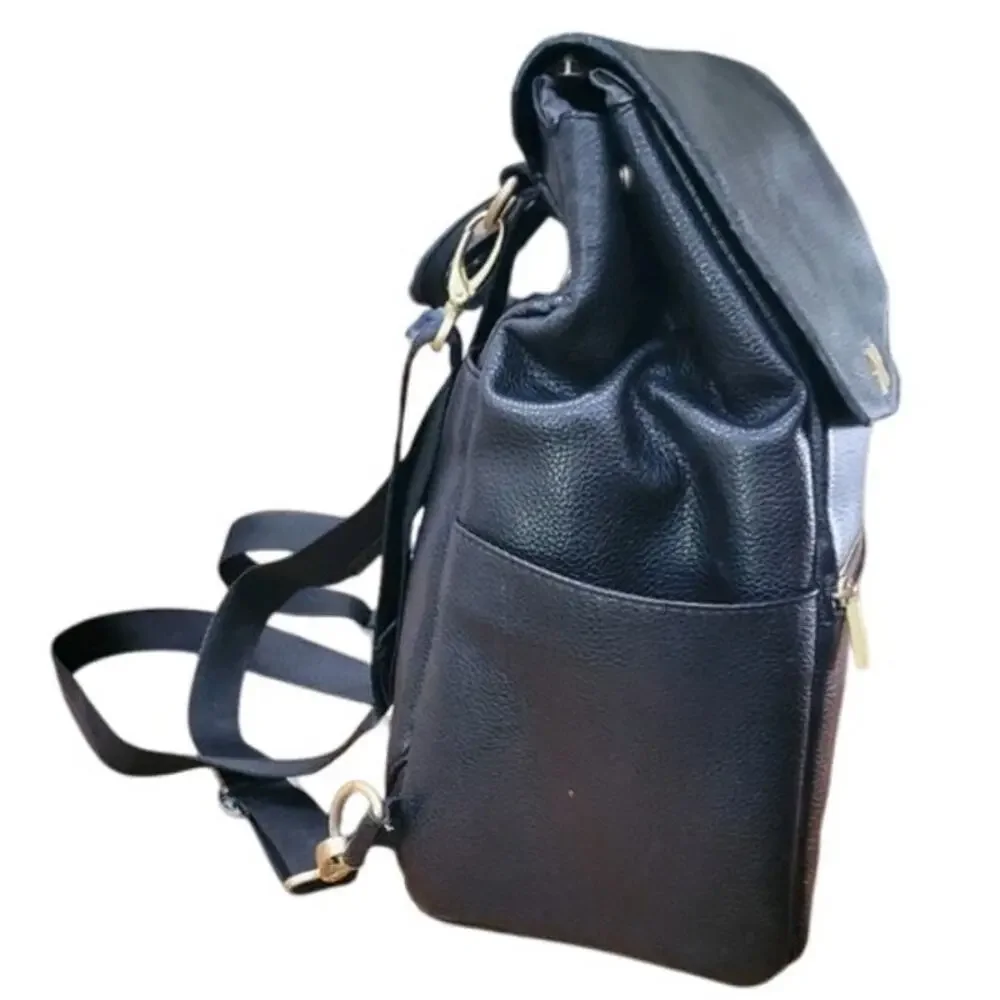 Freshly Picked Classic Diaper Bag Backpack Black Vegan Leather Large‎